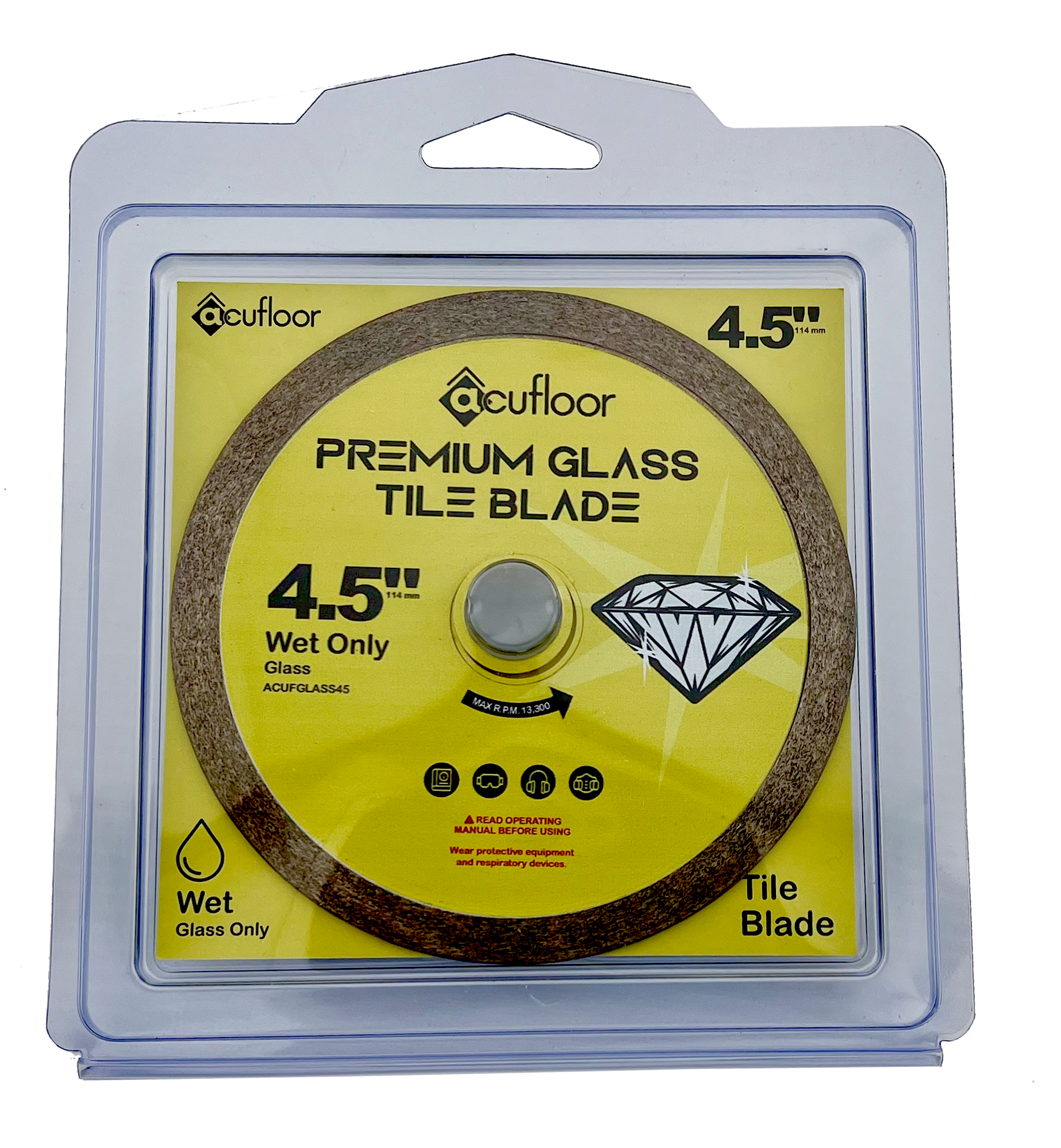 Acufloor 4.5" Glass Tile Diamond Blade - Premium Glass (Wet Only)