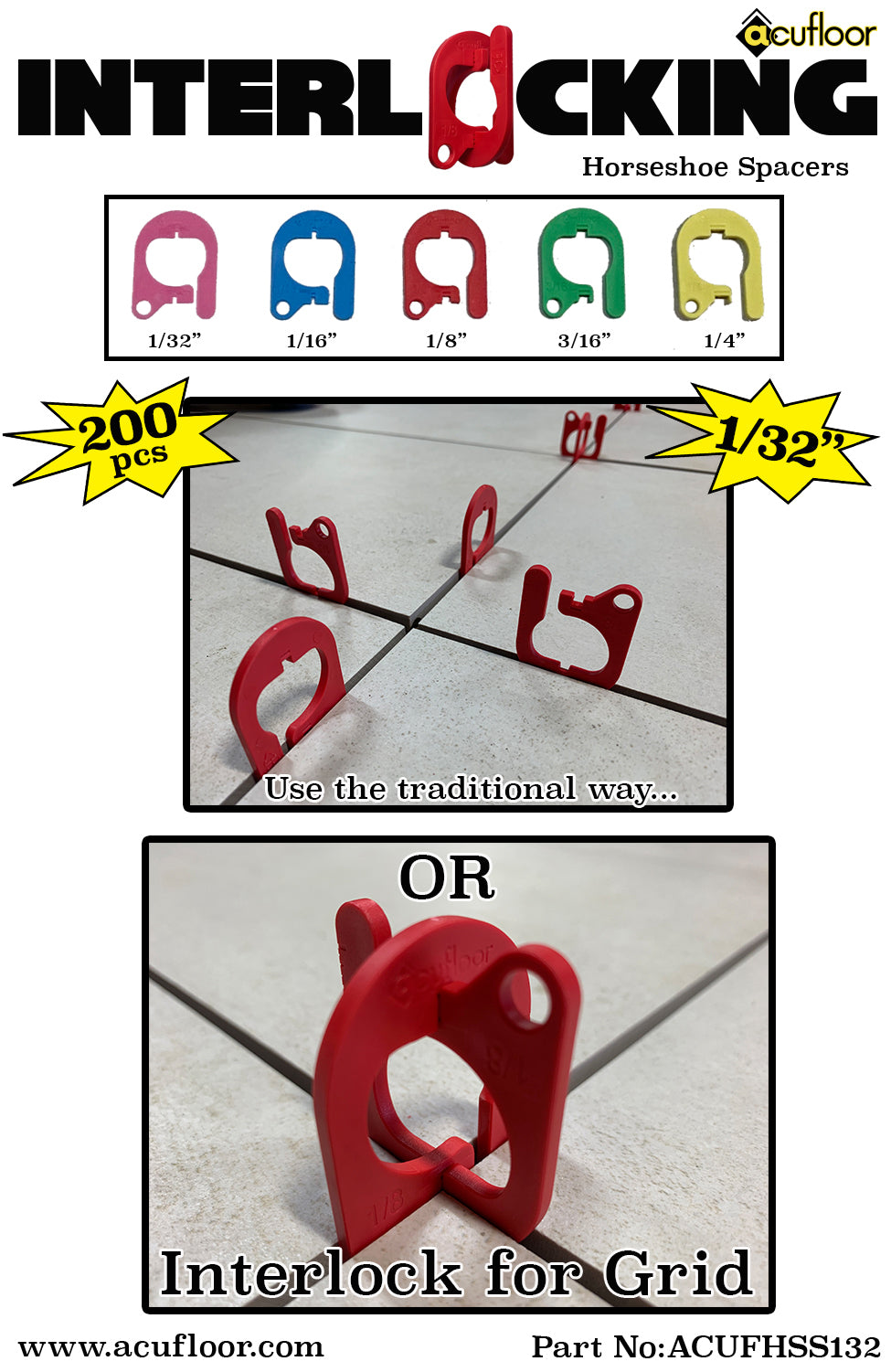 1/32" Interlock Horseshoe Spacers (200 ct)