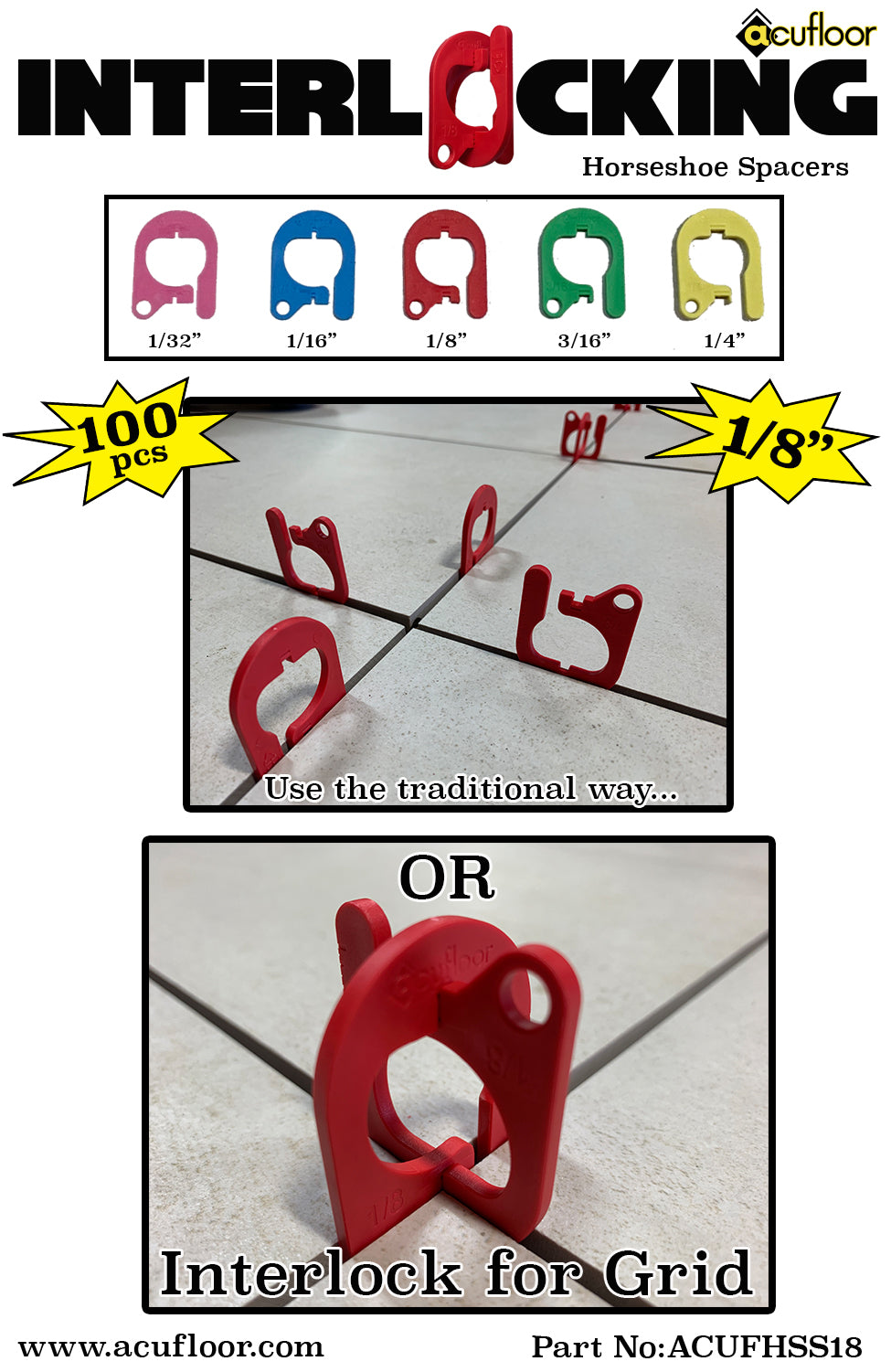 1/8" Interlock Horseshoe Spacers (100 ct)