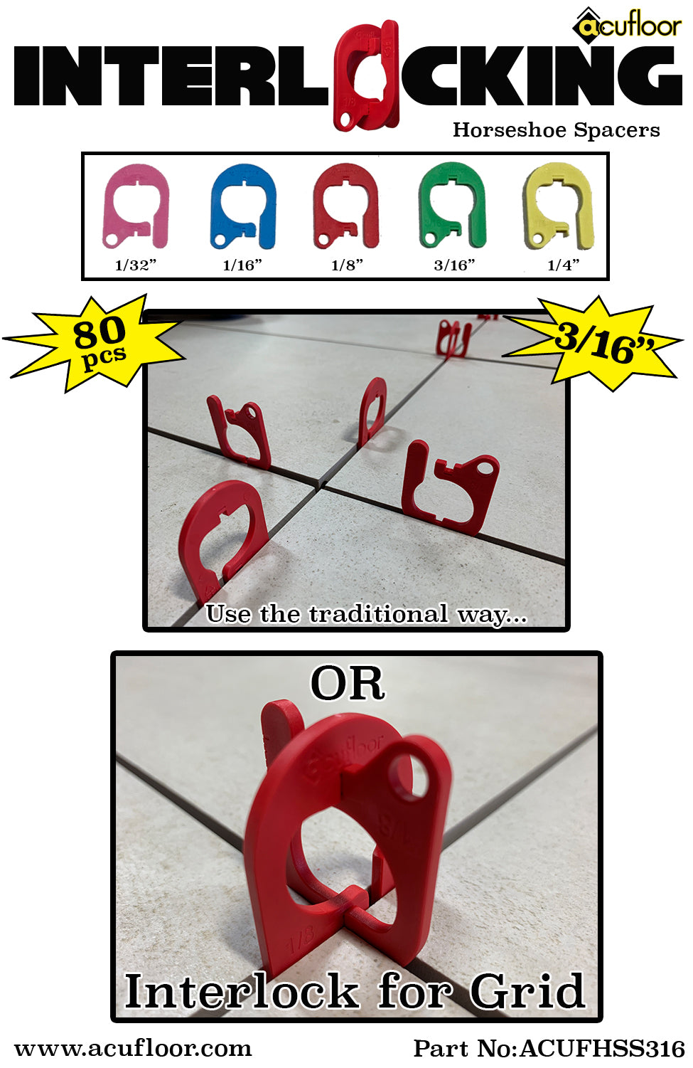 3/16" Interlock Horseshoe Spacers (80 ct)