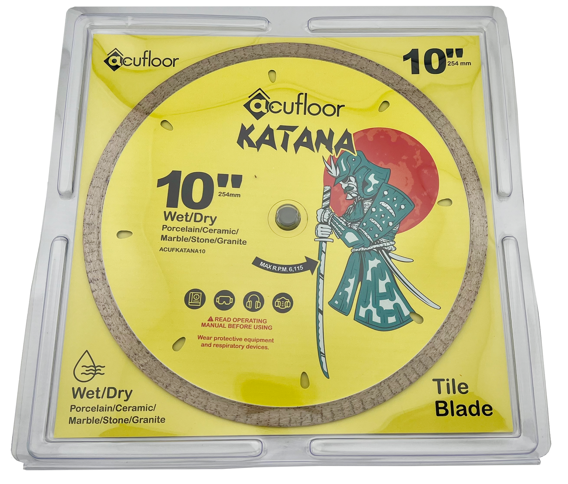 Acufloor 10" Continuous Rim Diamond Blade - Katana (Wet/Dry)