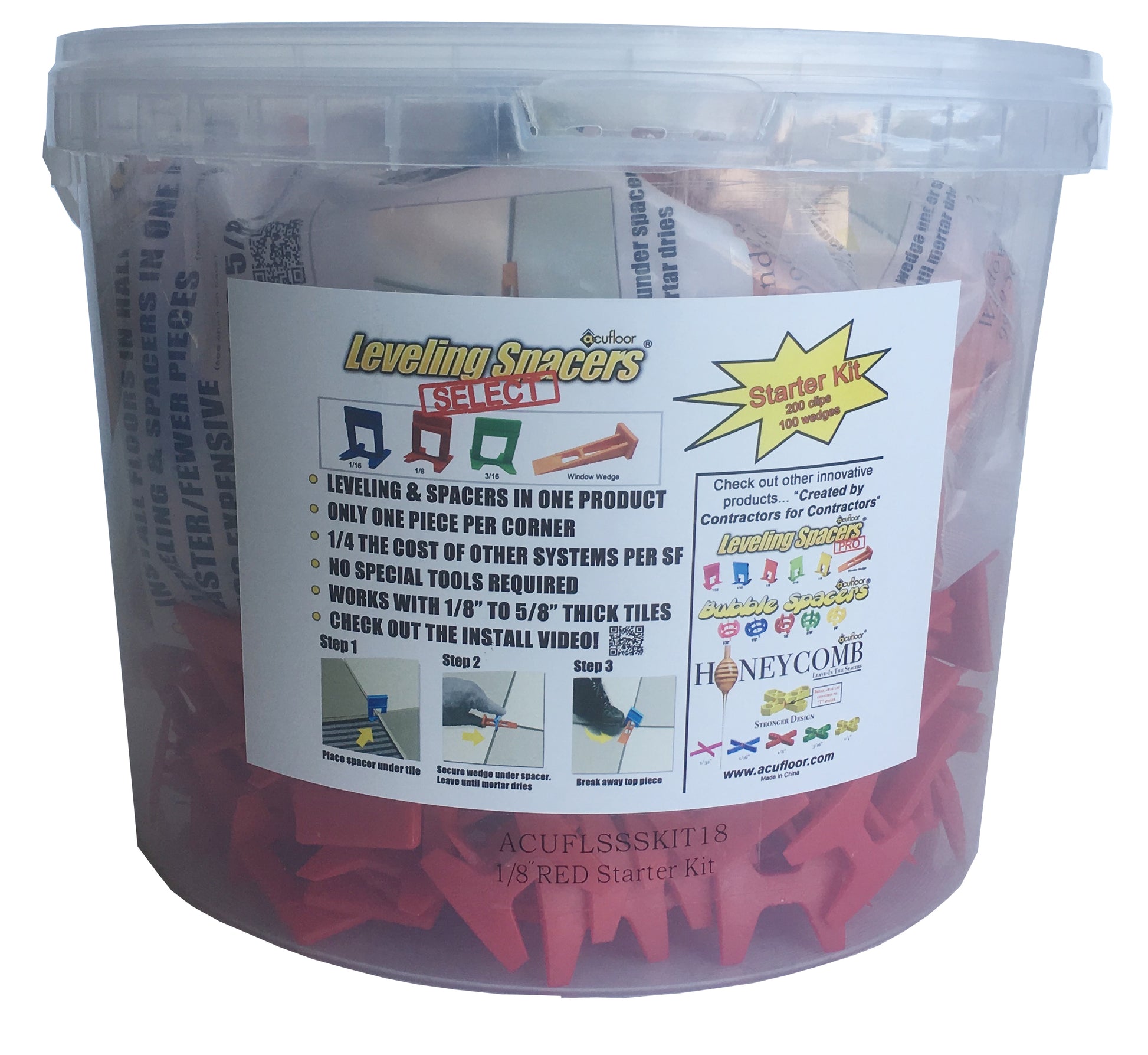 Start Kit - 1/8" Red Leveling Spacers® Select - Acufloor